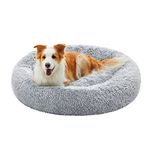 Feandrea Dog Bed, Cat Bed, Calming Donut Pet Bed for Dogs and Cats, Soft Fluffy Plush, Round, Washable Cover, Anti-Slip Bottom, 40 Inches Dia., Gray Ombré UPGW042G01