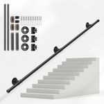 Handrails for Stairs, Couleeur Metal Railing Wall Mounted Handrail for Indoor Stair Rail Safety Hand Rail Non-Slip Industrial Wrought Iron Pipe Stair for Wear-Resistant, Corrosion-Resistant (2M)