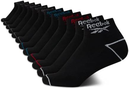Reebok Boy's Cushioned Comfort Quarter Basic Socks With Reinforced Heel And Toe (12 Pack) (Medium, Formal Black)
