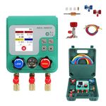 KAISAL Digital Manifold Gauge Set for Refrigerants r1234yf, r134a,r410a,r32,r22 Recharge, AC Refrigerant Manifold Gauge Double Pressure & Leakage Test Automotive HVAC Refrigerant Kit