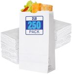 Stock Your Home 2 Lb White Paper Bags (250 Count) - Eco Friendly White Lunch Bags - Small White Paper Bags for Packing Lunch - Blank White Lunch Bags Paper for Arts & Crafts Projects