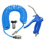 AASONS Air Blower Blow Spray Gun and Recoil Hose Dust Clean Nozzle Set (5m Coil)