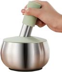 CARLKEMIAN 18/8 Stainless Steel Mortar and Pestle Set, Molcajete Bowl, Spice Crusher Bowl, Pill Grinder with Lid