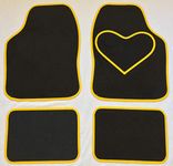 CARSTYLING UK ORIGINAL UNIVERSAL BLACK MATS WITH YELLOW HEART HEEL PAD