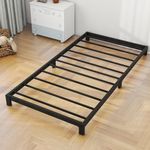 VERFARM 5 Inch Low Heavy Duty Platform Bed Frame Twin Size, Twin Bed Frame No Box Spring Needed, Easy Assembly, Noise Free, Black, Twin