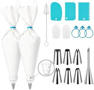PYJHMCD Reusable Piping Bags And Tips Set, 2 16-Inch Cotton Bags, 7 Tips