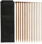 LIHAO Knitting Needles 30 pcs Bamboo Knitting Needles Set Single Pointed Carbonized Knitting Kits, Smooth & Splinter Free (15 Sizes from 2.0mm to 10.0mm, 35cm)