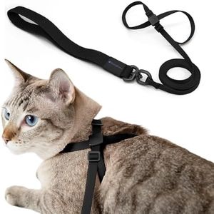 BuddyArmor Cat Harness and Leash 2-in-1, Escape Proof Anti-Chocking Harness Adjustable Lighweight Leash Walking Outoor Training for Kitten Small Large Cats Puppy, US IDA Bronze Award (Midnight Black)