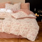 HighBuy Floral Botanical Bedding Duvet Covers Queen Size Soft Jersey Knit Comforter Cover with 2 Pillowcases Garden Little Flowers Pink Leaves Bedding Set Queen Chic Aesthetic Bedding