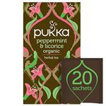 Pukka Peppermint & Licorice Organic Naturally Caffeine-Free Herbal Tea - 20 Tea Bags, 30g (Imported)