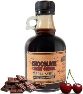 WOOD'S Chocolate Cherry Cordial Infused Maple Syrup – Decadent Vermont Maple Syrup with Dark Cocoa & Succulent Cherries | Small-Batch, All-Natural, Vegan-Friendly Syrup for Breakfast, Desserts & Cocktails | 8.45 Fl Oz