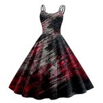 Vintage Dresses for Women Cocktail Swing Dress Halloween Bloody Print 1950s Rockabilly Prom Tea Party Dress, E-watermelon Red, Medium