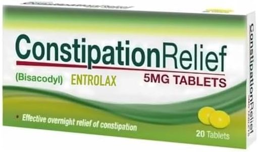 Peakwise Entrolax Bisacodyl 5mg (3 Pack) - Effective Overnight Relief for Constipation, 60 Tablets, Gentle Stool Softener