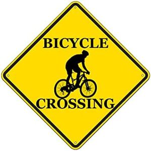 Rogue River Tactical Funny Metal Warning Bike Crossing XING Tin Sign Wall Décor Man Cave Bar Bicycle Rider