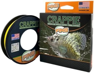 FINS Crappie Braid - Ultra-Strong, Thin Diameter Braided Fishing Line Reels for Crappie, Perch & Sunfish - 8 lb - 2000 Yds - Yellow