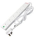 STATUS Multi Plug Extension | 6 Socket Extension Cable | 2m Extension Lead | 13A Surge Protected with Neon Indicator| S6W2MSPS12 White