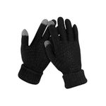 Knitted Thermal Gloves Womens, Touch Screen Winter Gloves, Thicken Fleece Lined Knitted Mittens Gloves, Windproof Keep Warm Touchscreen Gloves Winter Texting Gloves Elastic Cuff Anti-Slip, Black