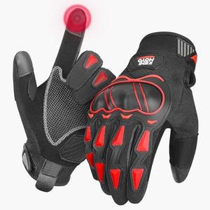 KEMIMOTO Guantes Moto, Guantes Moto Hombre con Pantalla T�áctil, Guantes Moto Verano PVC para Moto,Bicicleta y Otros Deportes al Aire Libre(Rojo)