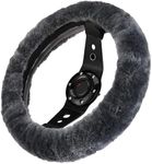 Andalus Brands Australian Sheepskin Steering Wheel Cover, Anti-Slip Universal 15 Inch Fuzzy Steering Wheel Cover Offers a Plush Velvet-Like Touch, Fluffy Steering Wheel Cover (Carbon Black)