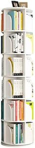 Bookshelf Revolving Rotating Bookcase,Multifunctional 360 Degree Rotating Bookcase Floorstanding Corner Shelf Storage Rack For Home Living Room Office (Color : White, Size : 50.5 * 190cm)
