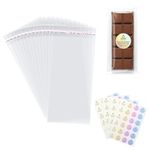 Bolosa Wax Melt Packaging Snap Bar Bags, 100 Pcs Self Adhesive Wax Melt Bags with 96 Pcs Candle Warning Labels Safety Stickers for Soap, Candle, Candle Making Supplies (3.15x7.87 inches)