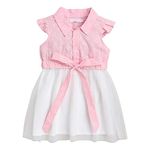 Hopscotch Girls Floral Print Casual Dress in Pink Color for Ages 12-24 Months