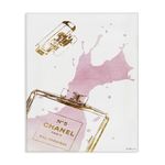 Stupell Industries Glam Perfume Bottle Splash Pink Gold Oversized Stretched Canvas Wall Art, Proudly Made in USA