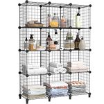 HOMIDEC Wire Cube Storage, Storage Shelves 12 Cube Bookshelf Bookcase Closet Organizer and Storage, Wire Storage Shelves Multi-Use DIY Storage Cube Shelf for Books, Toys, Clothes, Tools