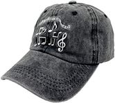 LOKIDVE Women's Musical Symbols Embroidered Baseball Cap Distressed Dad Hat for Music Lover Black