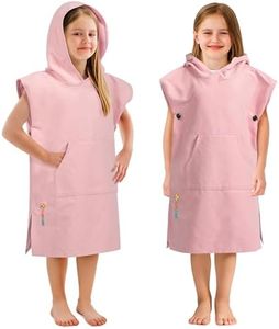 SUN CUBE Kids Towel Changing Swim Robe Surf Poncho, Quick Dry Microfiber Hooded Wearable Blanket for Boys Girls 3-7 Years, Light Pink