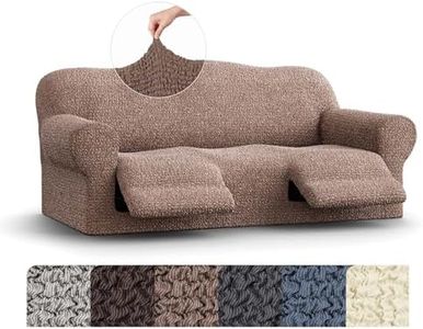 PAULATO BY GA.I.CO. Recliner Sofa Cover - Reclining Couch Slipcover - Soft Polyester Fabric Slipcover - 1-Piece Form Fit Stretch Furniture Protector - Mille Righe Collection - Camel (Couch Cover)