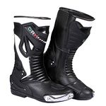 Mens Motorbike/Motorcycle Racing Leather Sport Shoes/Boots White/10 (MBRS2435)