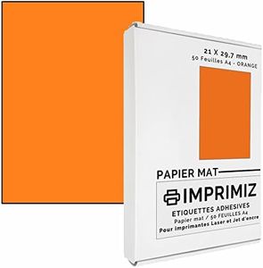 50 hojas adhesivas naranjas, 210 x 297 mm, mate para impresoras láser y inyección de tinta, 50 láminas A4 autoadhesivas