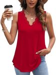 WIHOLL Red Summer Tops for Women Lace Tank Tops for Womens Fashion Trendy 2025 Beach Vacation Outfits Going Out Womens Swimsuit Cover Up Sexy S