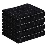 smiry 100% Cotton Terry Kitchen Towels, 4 Pack Ultra Soft and Absorbent Cleaning Dish Cloths, 13 x 28 inches Checkered Designed Non-fluffing Quick Drying Dish Towels and Tea Towels, Black