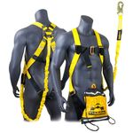 KwikSafety (Charlotte, NC) SCORPION Safety Harness w/attached 6ft. Tubular Lanyard on back | OSHA ANSI Fall Protection | INTERNAL Shock Absorbing Lanyard | Construction Carpenter Scaffolding