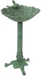 Sunnydaze Autumnal Leaf Metal Bird Bath with UV-Resistant Finish - Cast Aluminum - Green Patina - 11.75"