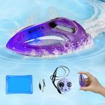 ORALEAF Mini Remote Control Boat，Pool and Lakes Toys Fast Submarine for Kids 8-12 (Purple)