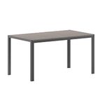 Flash Furniture Finch Commercial Grade Outdoor Dining Table 55" x 31" with Faux Teak Poly Slats and Metal Frame, Gray/Gray