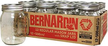 Bernardin Regular Mouth 500ml Mason Jars-Box of 12, 500ml, Clear