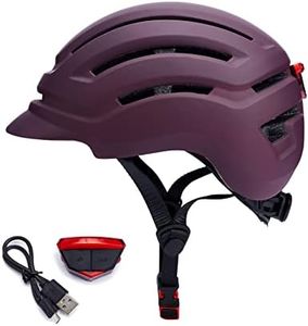 DAYGOCAGA Adult Bike Helmet for Men Women, Mountain Road Bicycle Helmet with USB Rechargeable Taillight, Matte Purple