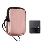 kwmobile Neoprene Phone Pouch Size XXS - 3/3,5" - Mini Universal Cell Sleeve Mobile Bag with Zipper, Wrist Strap - Metallic Rose Gold