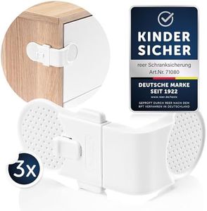 Reer Schrank-Sicherung und Schubladen-Sicherung Extern 3 Stück Vorteilspack, vom Schwäbischen Kindersicherheitsexperten, weiß