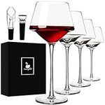 Swanfort Red Wine Glass Set 4 with Wine Accessories,Hand Blown Wine Glass,Lead Free Burgundy Wine Glasses,Large Bowl Wine Glass Set in Gift Box-430 ml