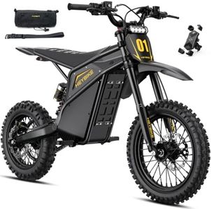 Heybike Villain Dirt Bike for Teens, Black Dirtbike with Full Suspension