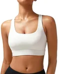 RUNNING GIRL High Impact Sports Bras for Women - Scoop Neck Strappy Sports Bra High Support Moulded Cup Workout Bra(WX3022 White S)