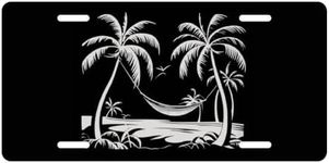 Muishi Beach Life Palm Trees Decorative Car Front License Plate, Vanity Tag, Metal Car Plate, Aluminum Novelty License Plate for Men/Women/Boy/Girls Car 6 X 12 Inch (4 Holes)