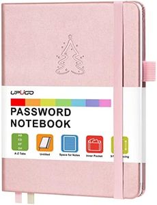 UpUGo Password Book with Alphabetical Tabs, Internet Address and Password Keeper Notebook for Computer & Website Logins, Medium Compact Size, Rose Gold