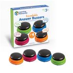 Learning Resources Recordable Answer Buzzers - Set of 4, Ages 3+ , Personalized Sound Buzzers, Recordable Buttons, Game Show Buzzers, Perfect for Family Game and Trivia Nights, Stocking Stuffers