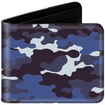 sundee Wallet for Boys with Zip Coin Pocket, Bi-Fold Slim Leather Purses for Men, Cartoon Cool Wallet with Cash ID Card Holder for Fans Teenagers Kids Birthday Gifts -Camo Blue